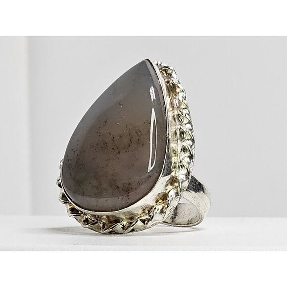 Vintage Colossal Handmade Costume Pear Shape Stone Ring Size 8.5 - Picture 2 of 7